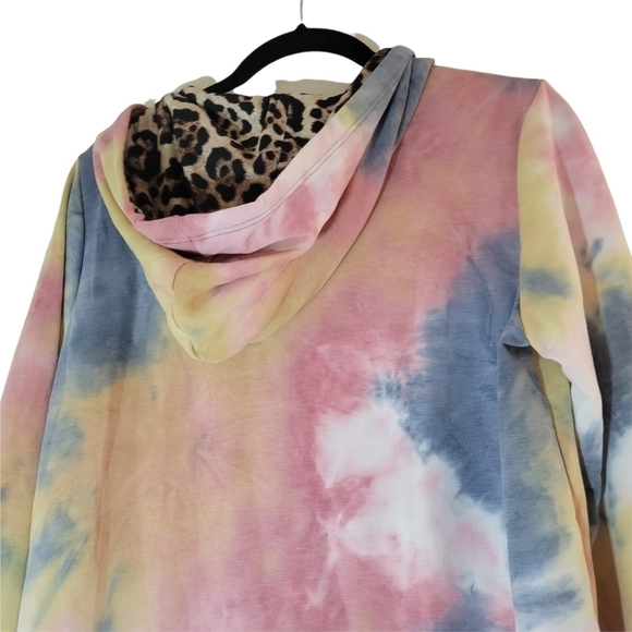 Tie Dye Hoodie w/ Leopard Print Hood▪︎S-XL - Picture 11 of 15
